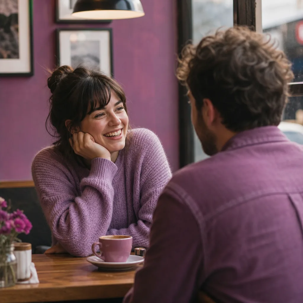 Person writing a locally specific Portsmouth dating bio at a café