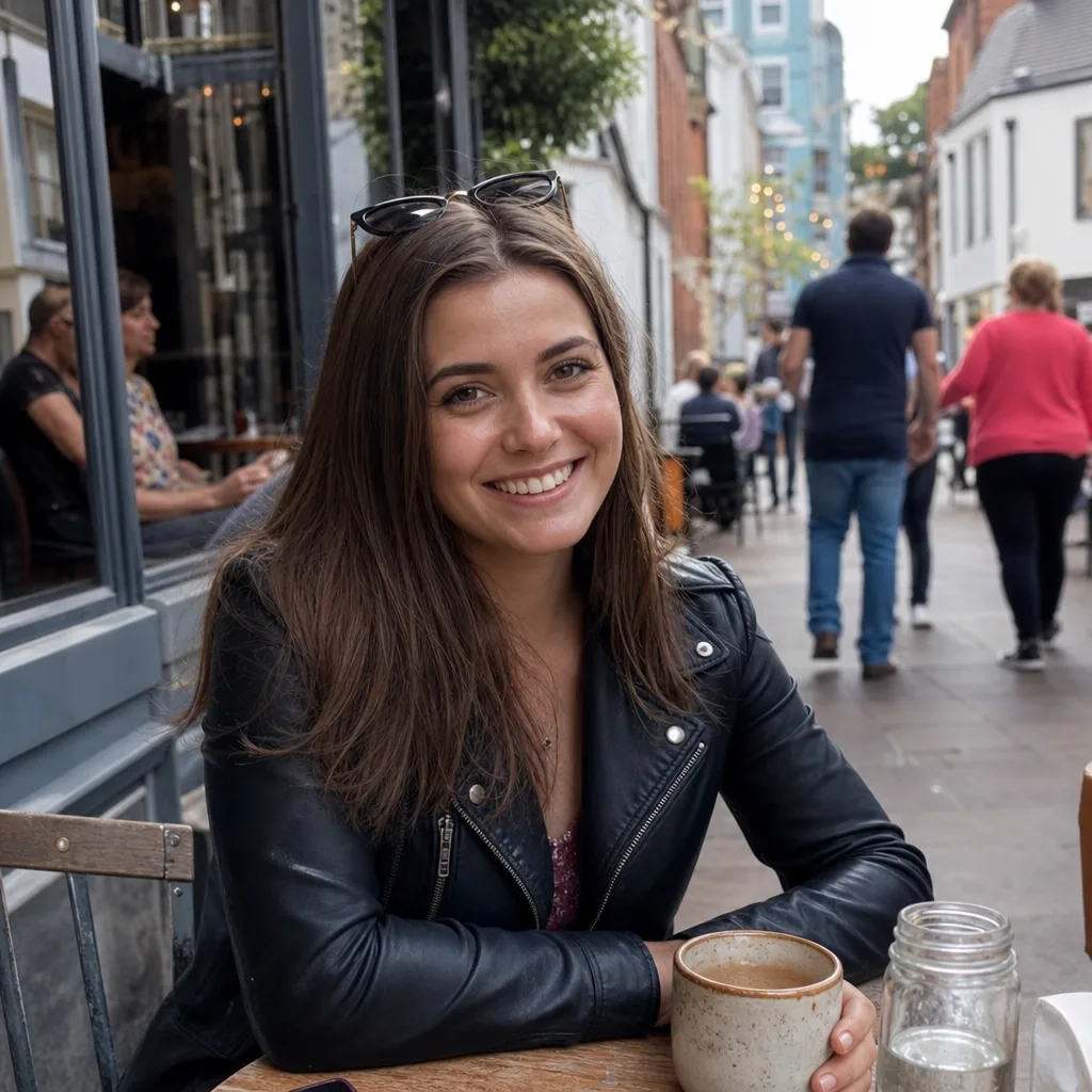 Two people meeting for a daytime coffee near Gunwharf Quays in Portsmouth
